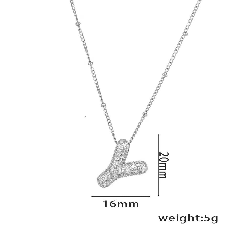 New Micro-Inlaid Zircon 26 Letter Pendant Necklace Copper Plated 18K Gold Fashionable And Classic
