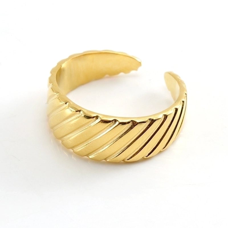 Retro Geometric 304 Stainless Steel Titanium Steel 18K Gold Plated Plating Stainless Steel Rings