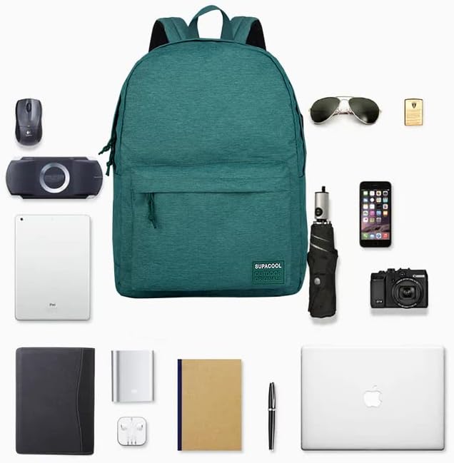 SUPACOOL Casual Laptop Backpack for Men and Women, School Backpack for Boys and Girls, College Bookbag, USB Charging Port, Lightweight Back Pack(Black)