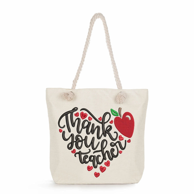 Women's Cotton And Linen Letter Classic Style Square Zipper Tote Bag