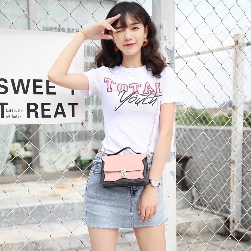 Christmas Women'S Small Pu Leather Color Block Fashion Lock Clasp Handbag