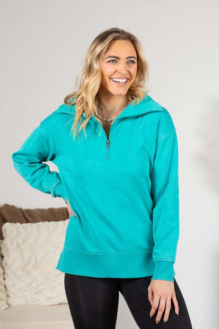 FINAL SALE⚡6 Packs for $24.95⚡ - Cozy Campfire 1/4 Zip Pigment Dyed Pullover (Multiple Colors)