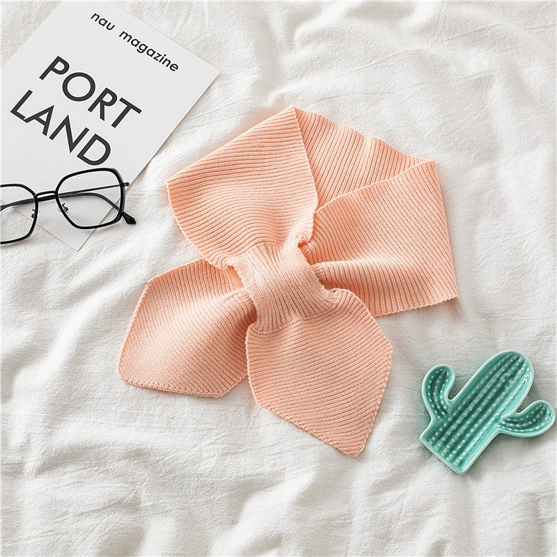 Evening And Evening Knitted Wool Collar Cross Fishtail Scarf Bow Small Scarf For Women Autumn And Winter