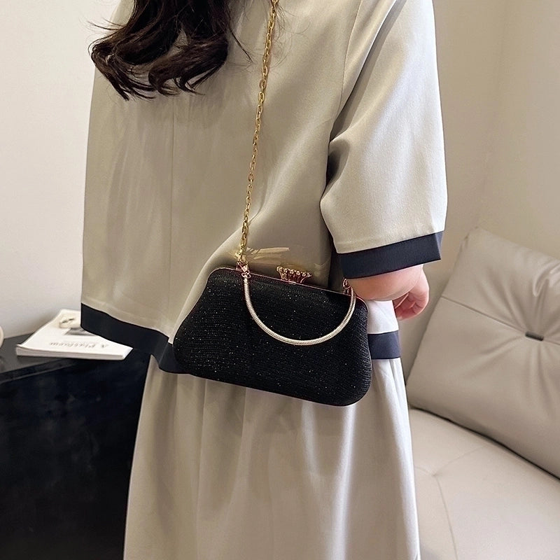 Pink Gold Silver Polyester Solid Color Square Evening Bags