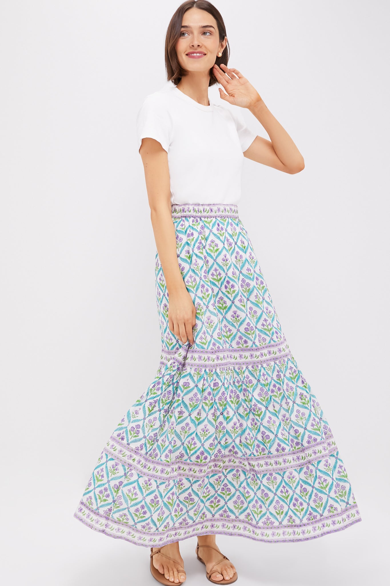 Turquoise Purple Diamond Sutton Maxi Skirt