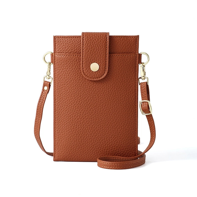 Women's Pu Leather Solid Color Classic Style Square Flip Cover Phone Wallets