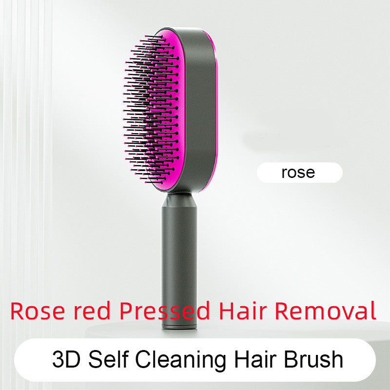 Self-cleaning hairbrush for women. One-button cleaning airbag to prevent hair loss