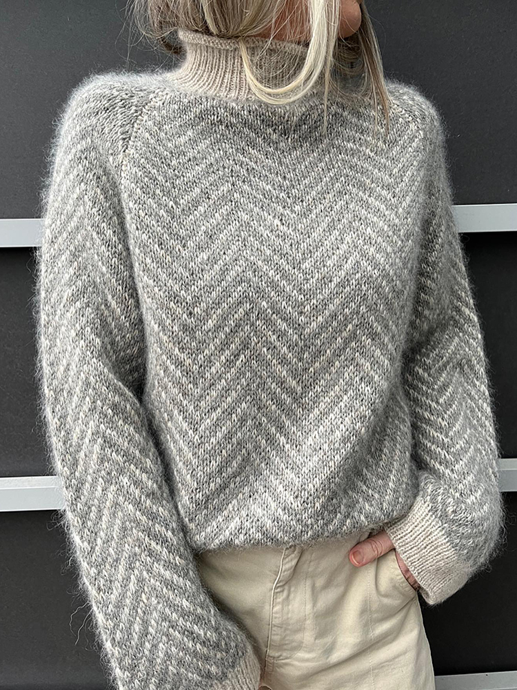 Vintage Herringbone Turtleneck Sweater