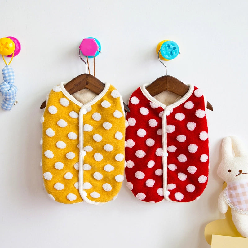 Minimalist Classic Style Plush Polka Dots Pet Clothing