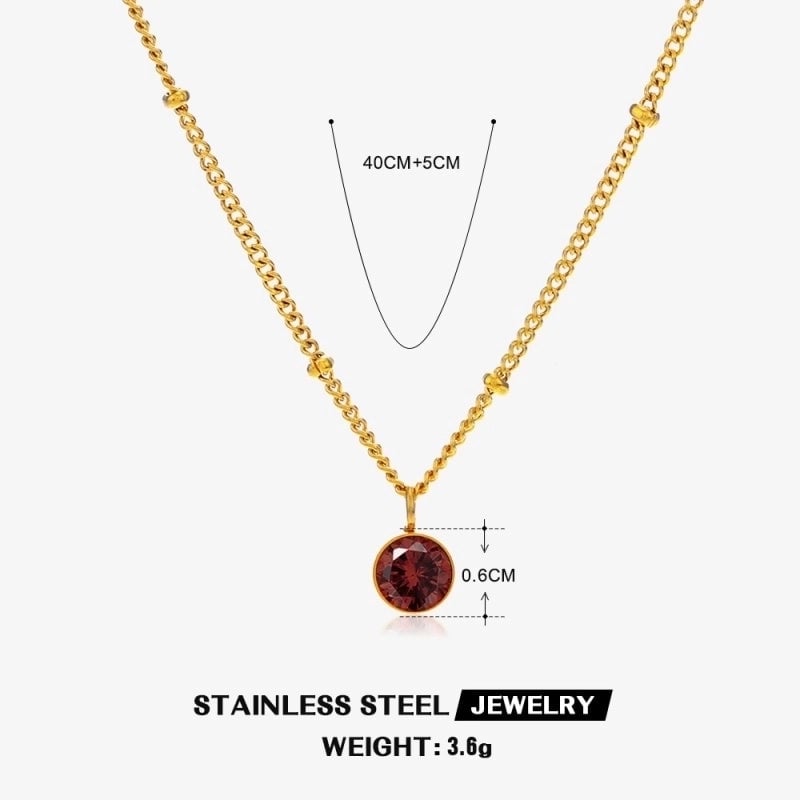 316 Stainless Steel  18K Gold Plated Minimalist Classic Style Plating Inlay Solid Color Artificial Rhinestones Pendant Necklace