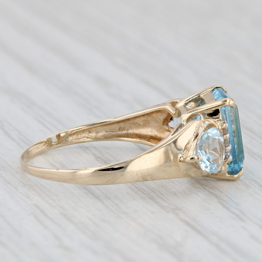 4.25ctw Blue Topaz Diamond Ring 10k Yellow Gold Size 7.5