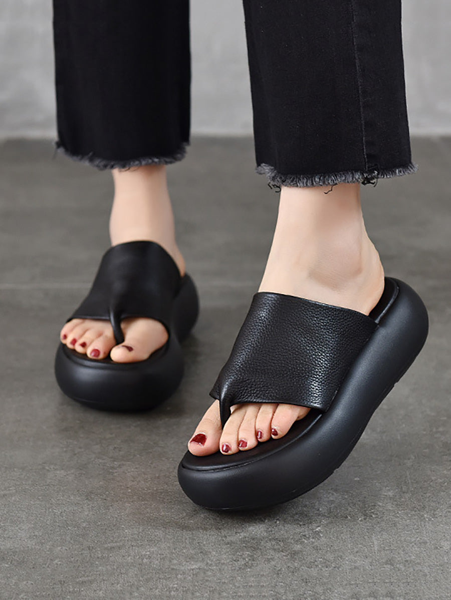 Women Summer Casual Pure  Color Platform Slippers