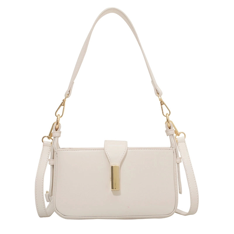 Women's Medium Pu Leather Solid Color Classic Style Streetwear Lock Clasp Shoulder Bag Crossbody Bag