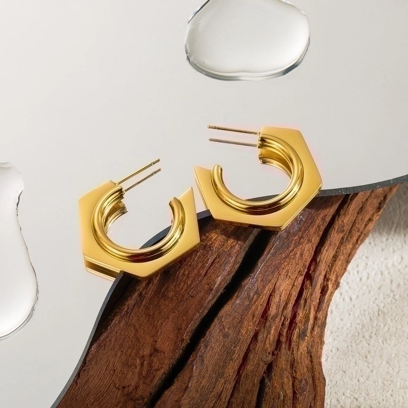 1 Pair Minimalist Solid Color Plating Stainless Steel 18k Gold Plated Ear Studs