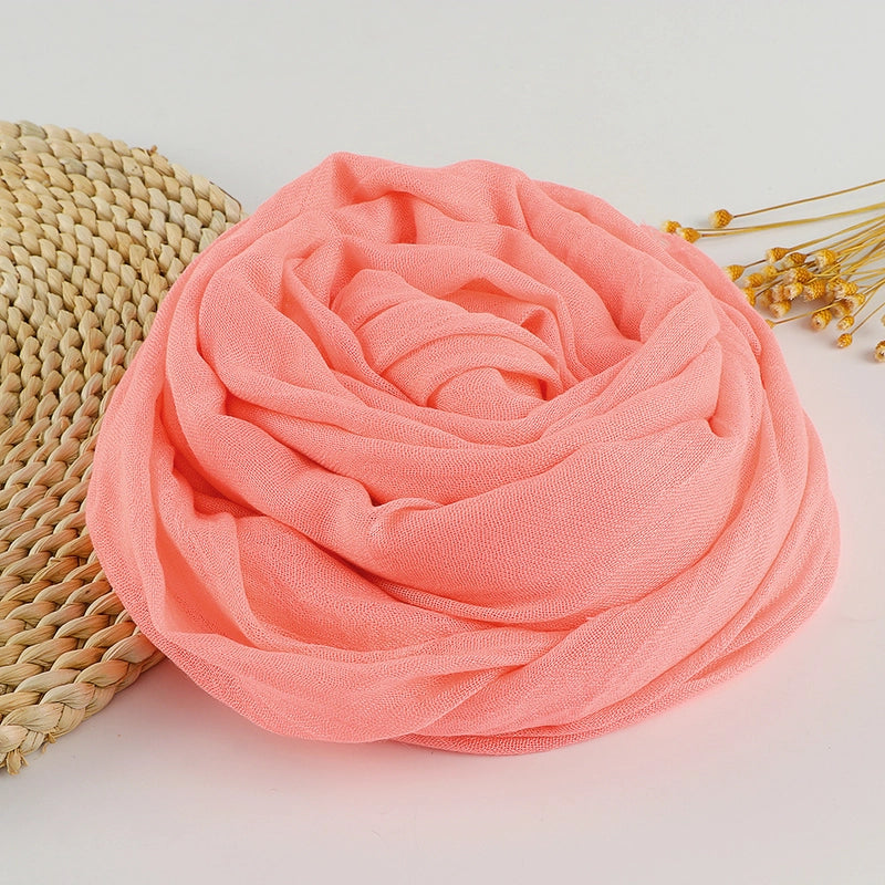 Women's Sweet Solid Color Cotton Silk Scarves