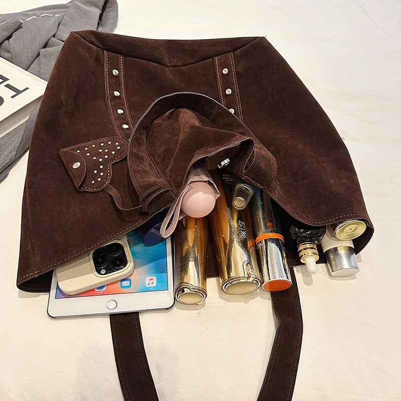 Women's Large Pu Leather Solid Color Elegant Streetwear Square Magnetic Buckle Tote Bag
