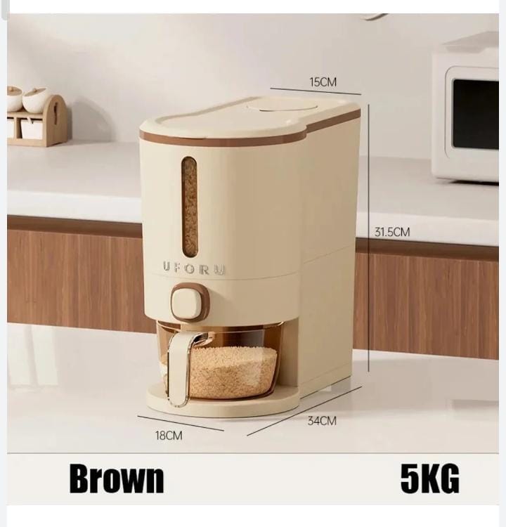 Moisture proof Rice Dispenser with Lid Measuring Cup (5kg)