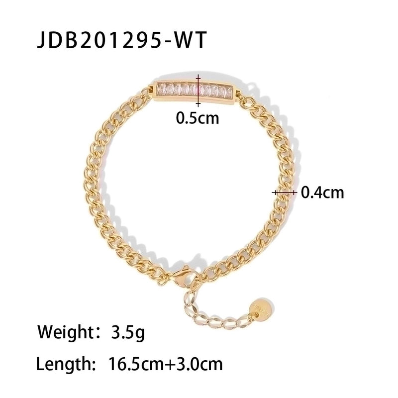 Fashion Geometric Stainless Steel Zircon Bracelets In Bulk