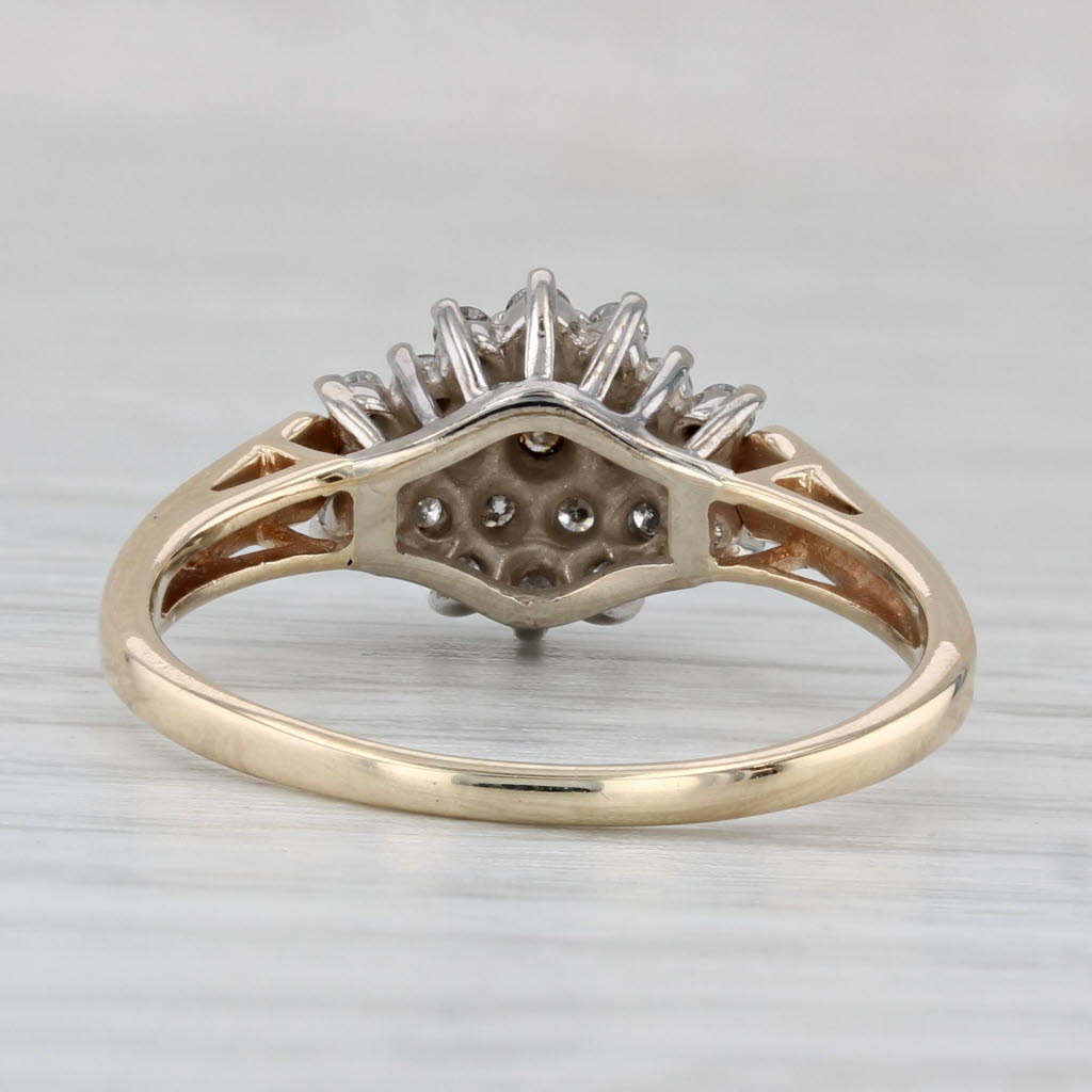 0.40ctw Diamond Cluster Engagement Ring 10k Yellow White Gold Size 9.25