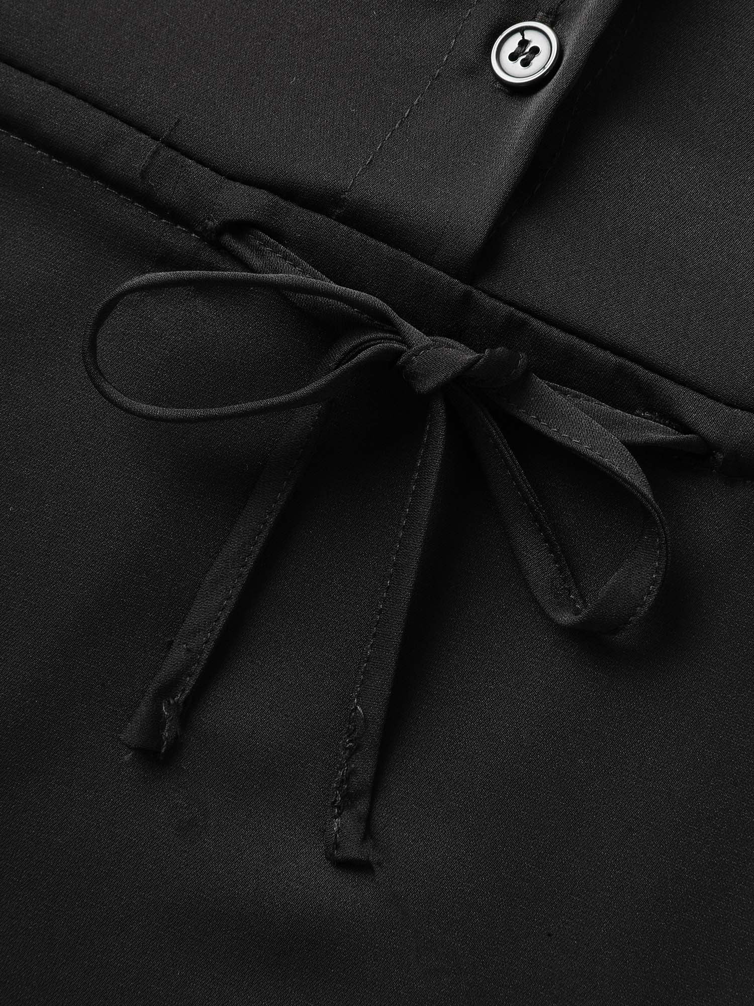 Solid Drawstring Waist Blouse