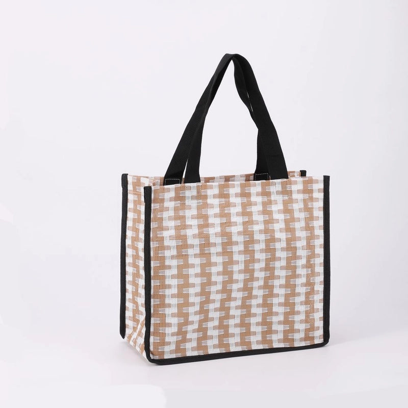 Women's PET PVC Geometric Argyle Classic Style Square Open Shoulder Bag Tote Bag