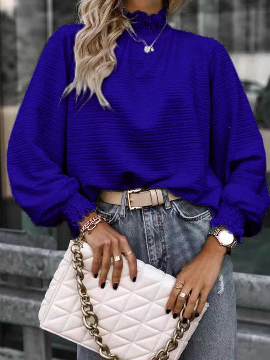 Versatile Loose Solid Color Blouse Shirt