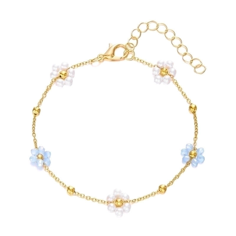 Style Jewelry Suit Fashion Women's High-Grade Love Heart Flowers Beaded Necklace Girl's Small Flower Choker Clavicle Chain