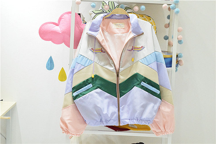 Pastel stitching jacket KF9335