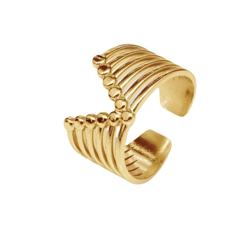 1 Piece Lady Geometric Titanium Steel Plating Open Ring