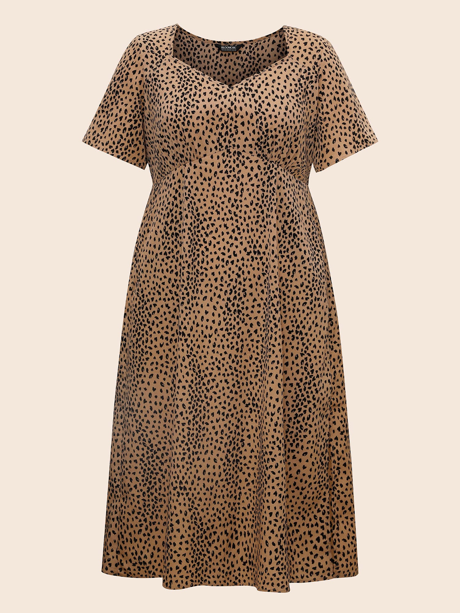 Leopard Print Heart Neckline Split Side Dress