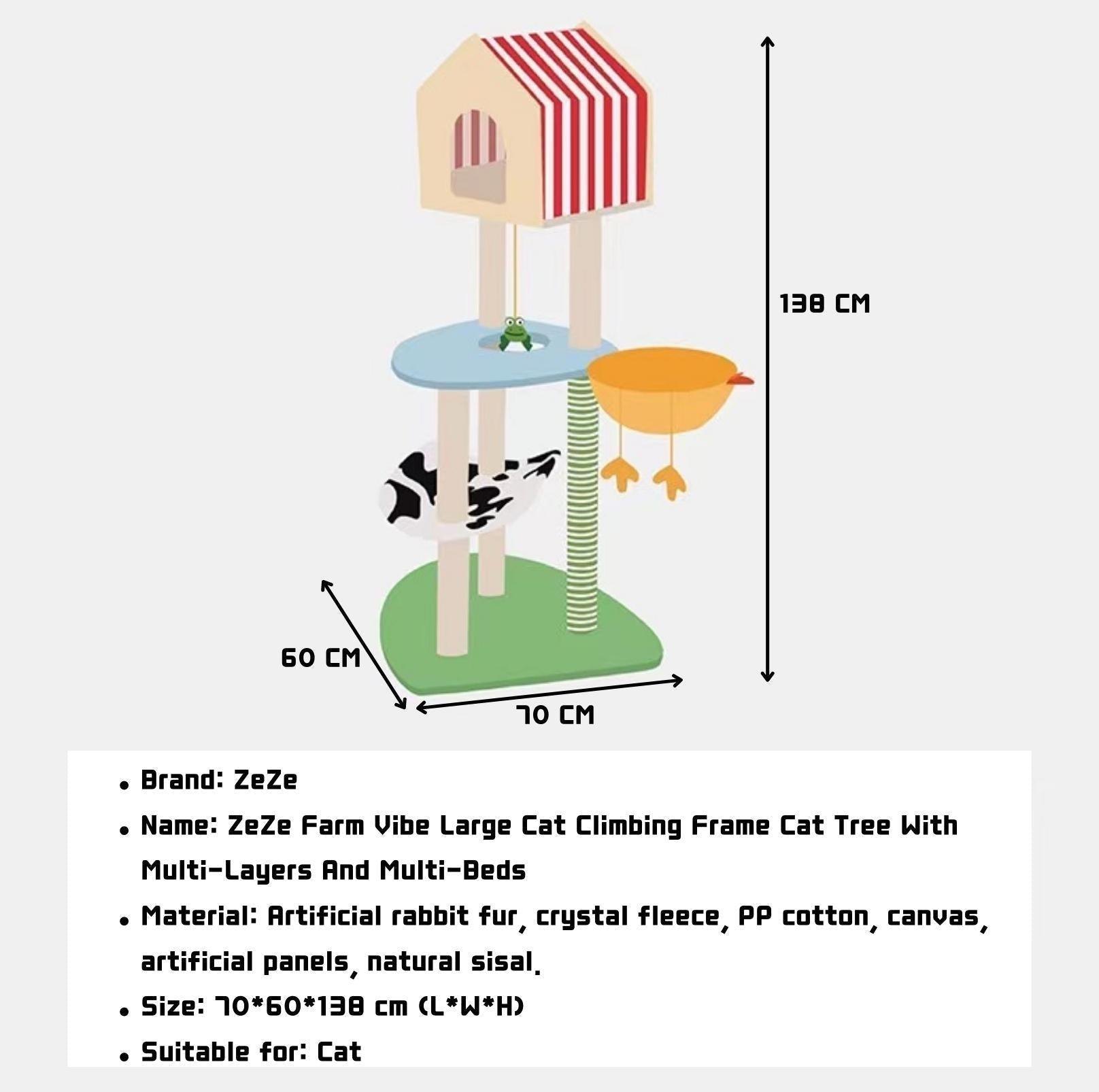 ZeZe Farm Vibe Cat Tree Climbing Frame With Scratching Posts