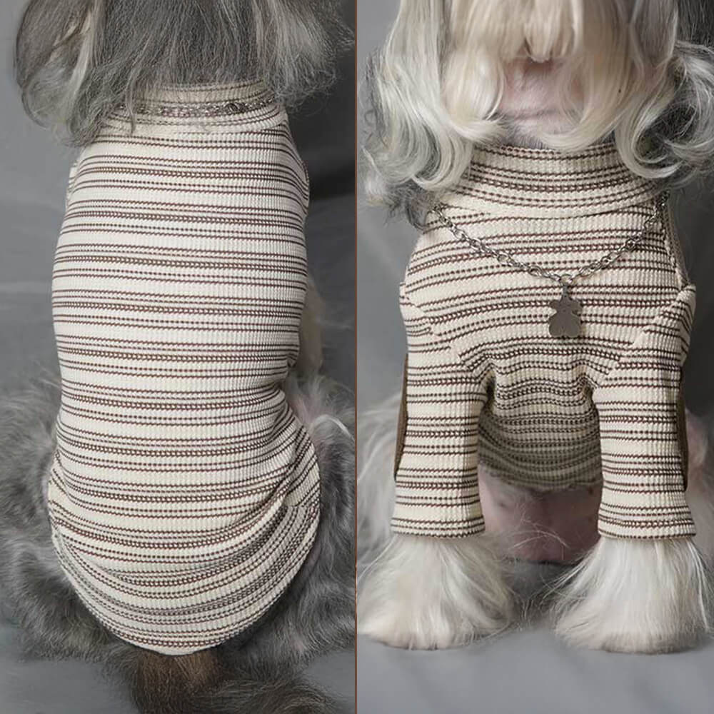 Chic Vinage Stripe Stretchy Warm Dog Knit Sweater