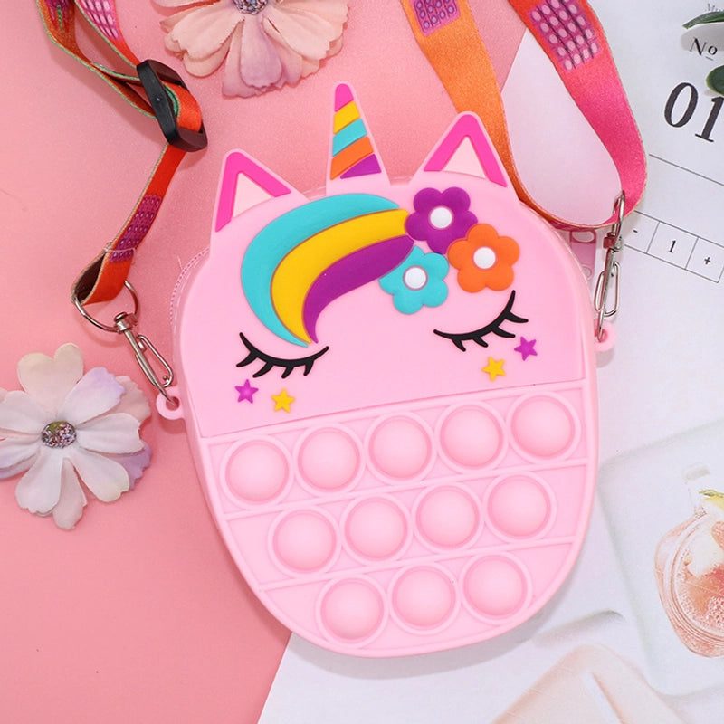 Kid's Small Silica Gel  Flower Cute Oval Zipper Crossbody Bag