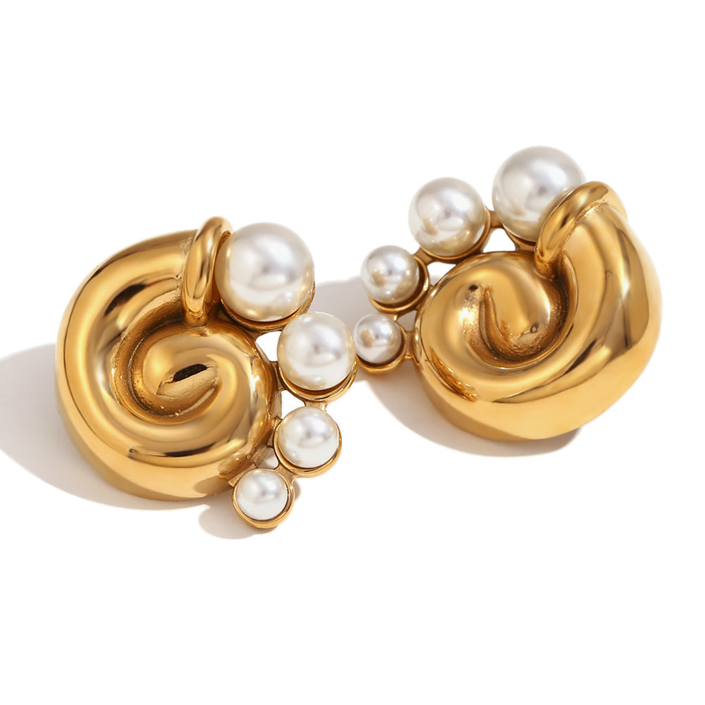 Fashion Circle Geometric Stainless Steel 18K Gold Plated Earrings