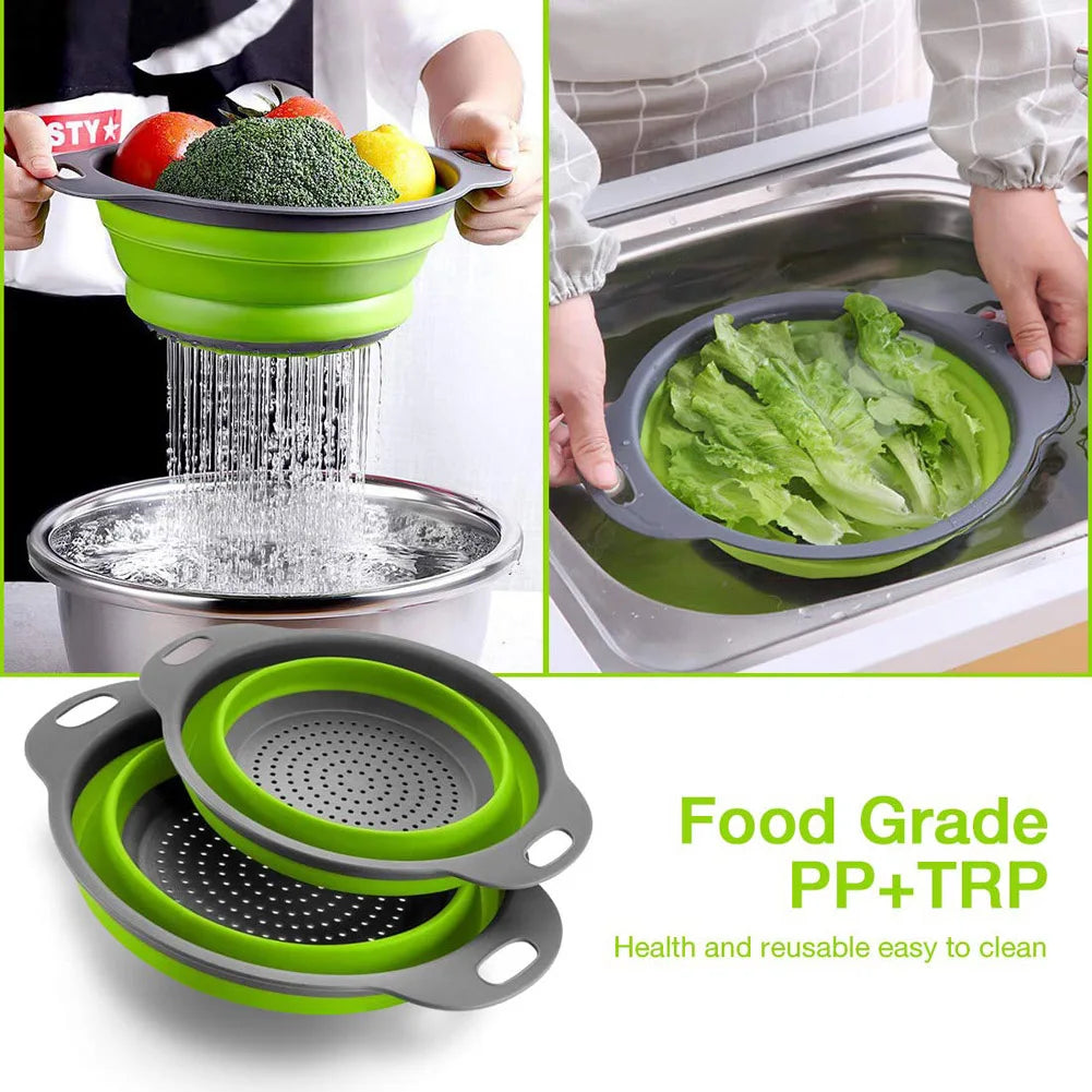 Foldable Silicone Drain Basket-Green(Large)