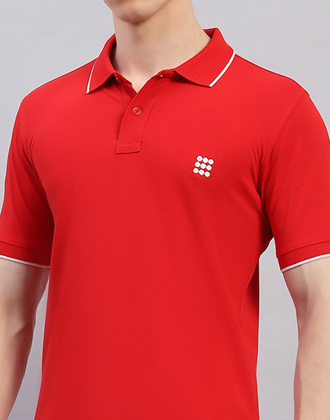 Men Red Solid Polo Collar Half Sleeve T-Shirt