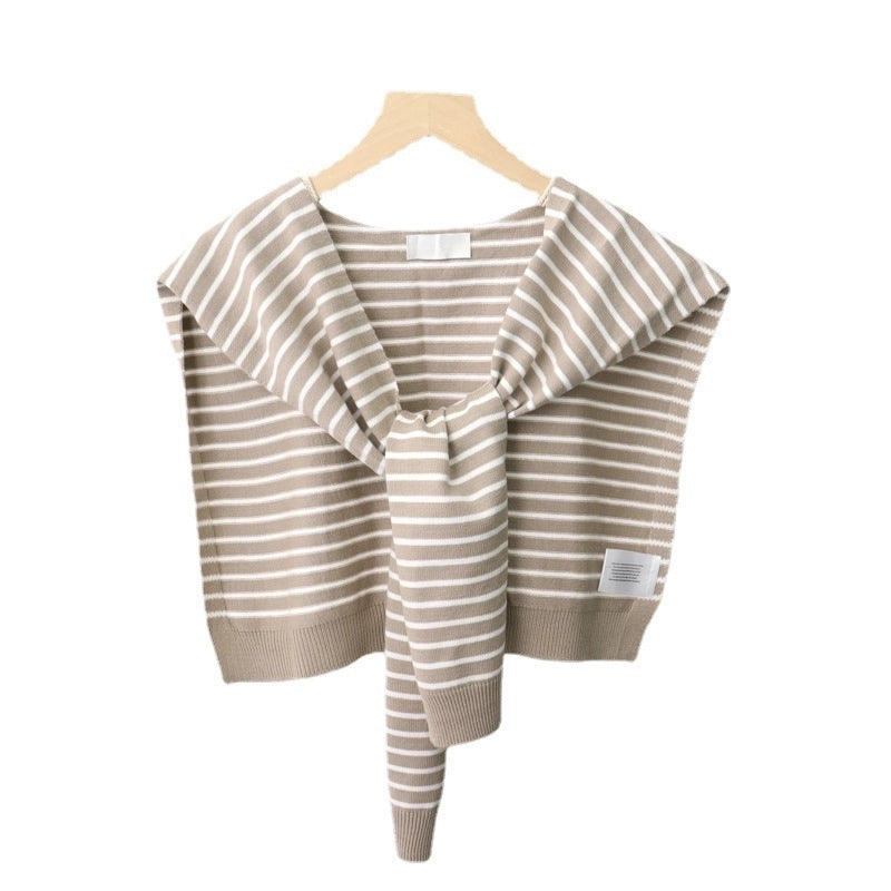 Classic Striped Outer Shawl Women's Fake Collar Decorative Waistcoat Air-conditioned Room Shoulder-matching Spring And Autumn Multi-functional Scarf