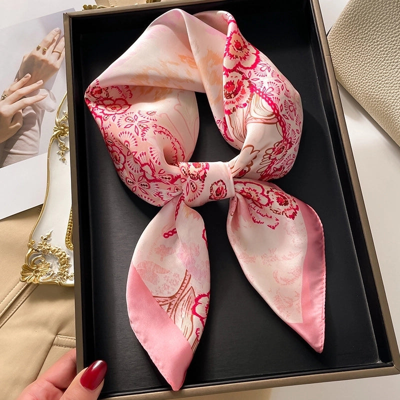 Women's Elegant Minimalist Color Block Polyester Printing Silk Scarf