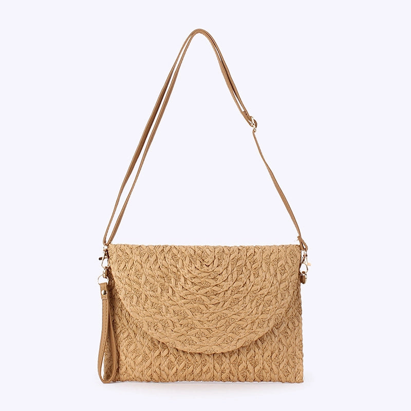 Women's Small Straw Geometric Streetwear Flip Cover Straw Bag