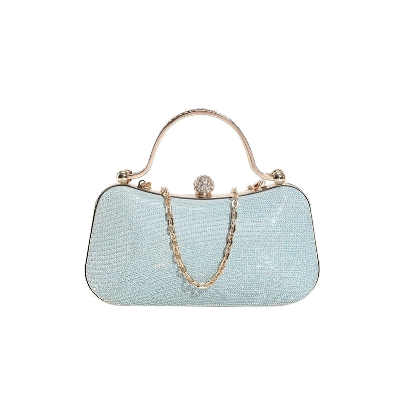 Pink Blue Gold Pu Leather Solid Color Square Evening Bags