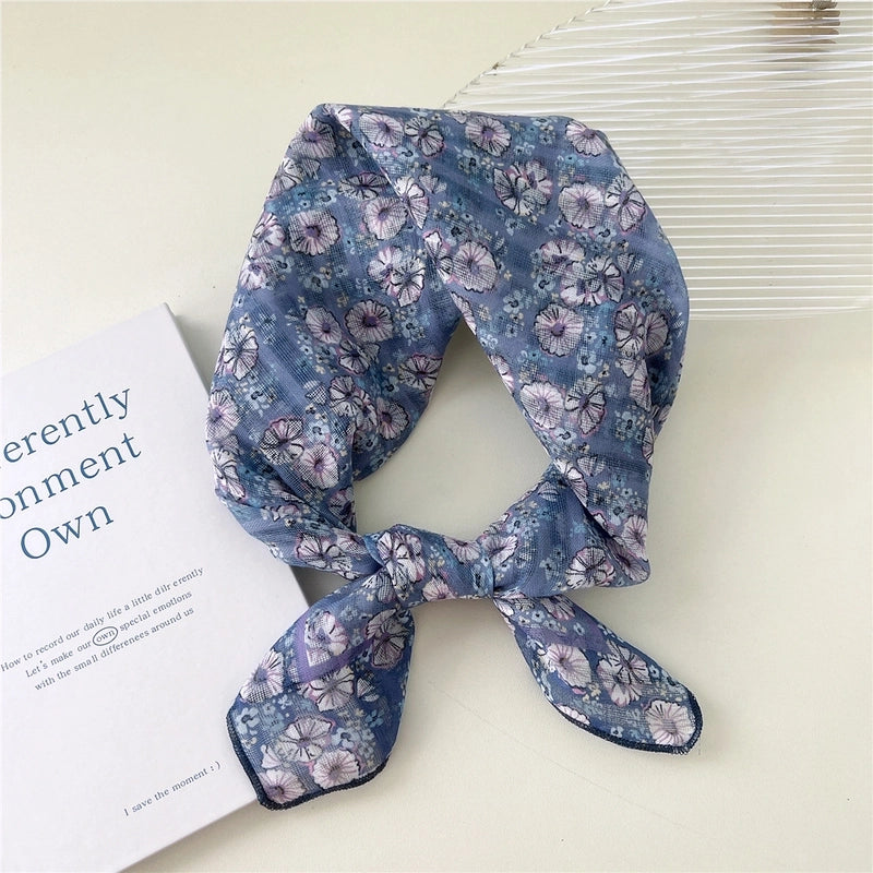 Women's Cartoon Style Cute Sweet Ditsy Floral Cotton And Linen Kerchief