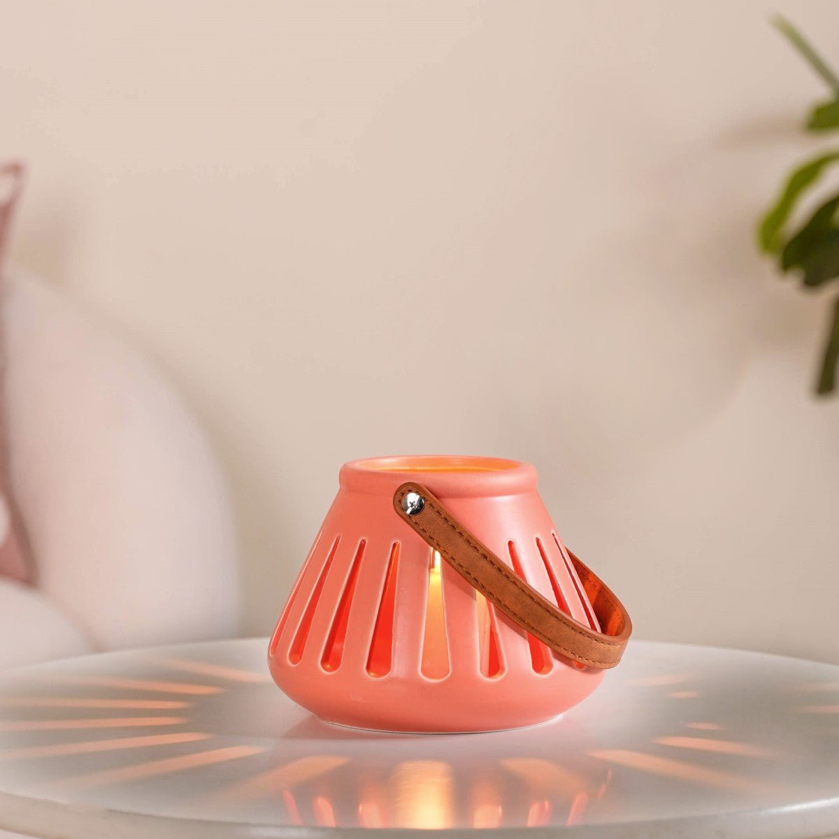 Decor Lantern Coral Red Set of 2