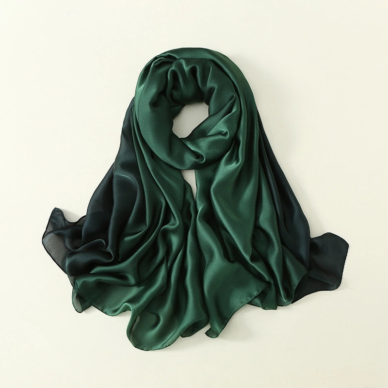 23 New Gradient Color Scarf Transitional Color New Silk Satin Scarf Scarf Elegant Long Women's Shawl Solid Color