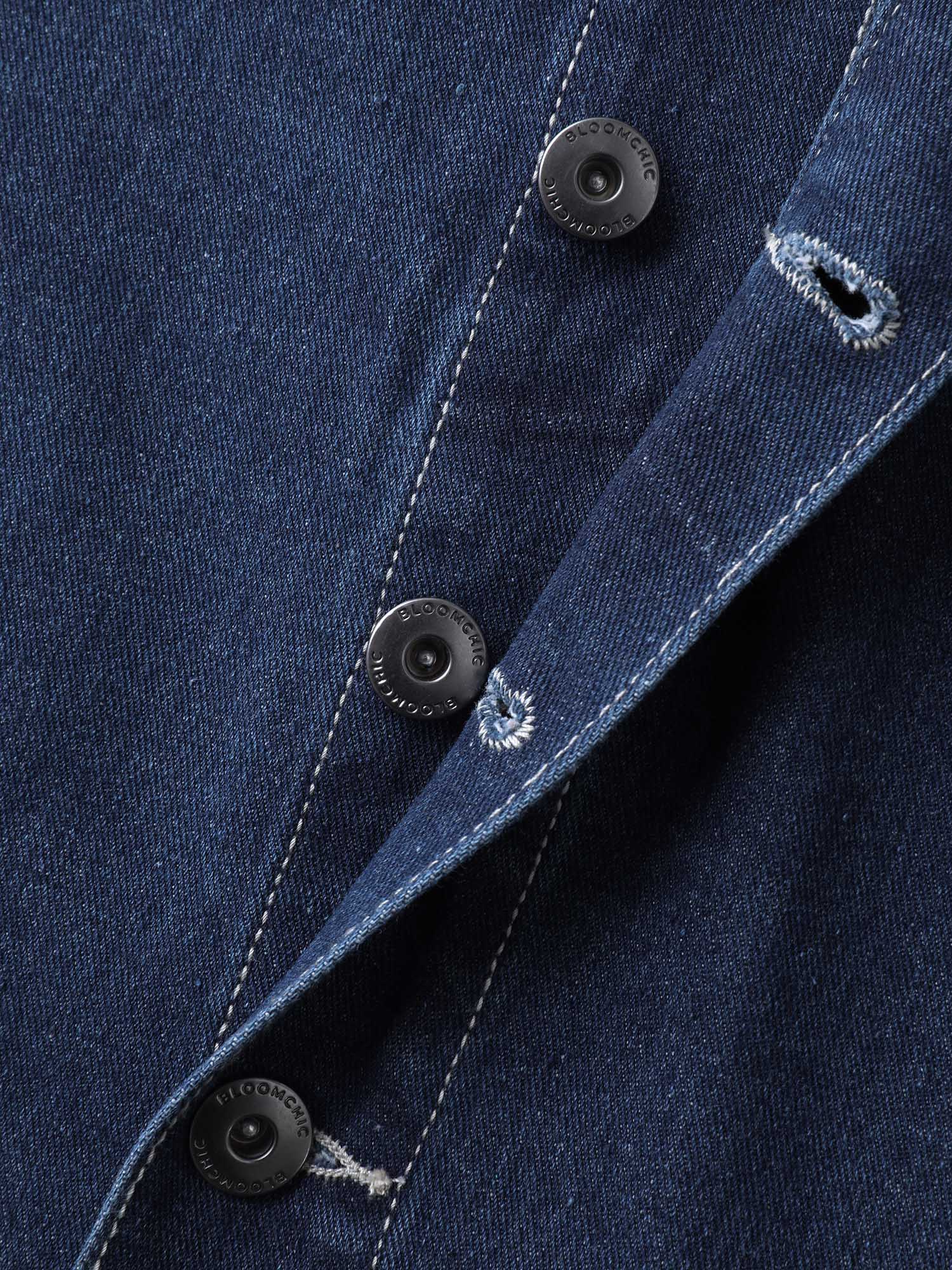 Button Front Straight-Fit Denim Skirt