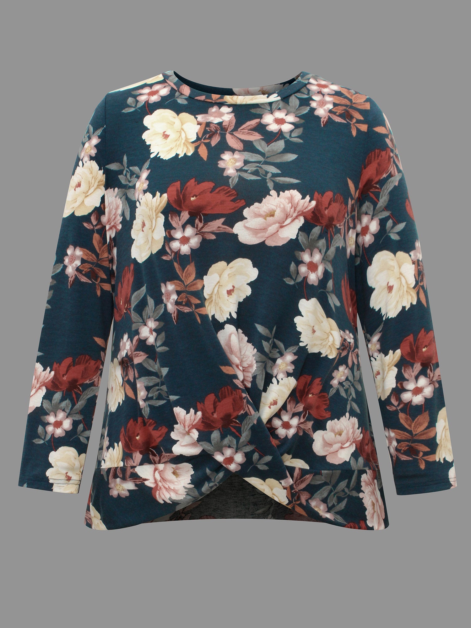 Floral Crew Neck Twist Front T-shirt