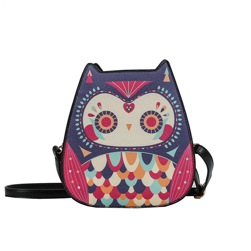 Women's Small Pu Leather Animal Color Block Streetwear Zipper Shoulder Bag