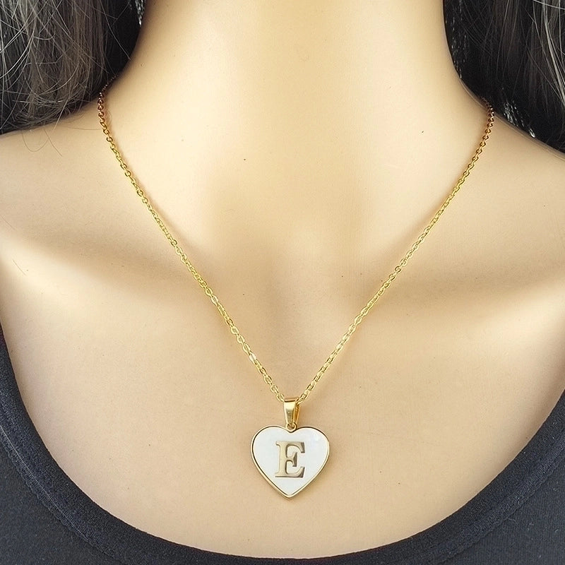 Cute Sweet Letter Titanium Steel Plating Inlay Shell Pendant Necklace