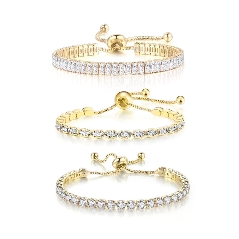 Fashion Geometric Copper Inlay Zircon Bracelets 1 Piece