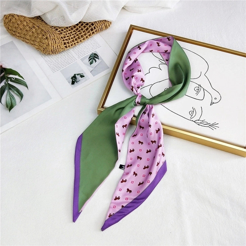 Unisex Sweet Polka Dots Polyester Printing Silk Scarves