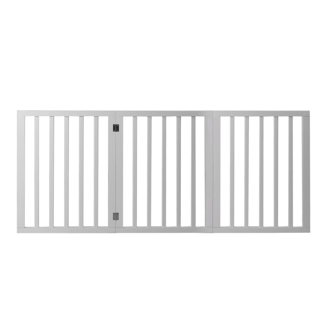 Wooden Retractable Pet Gate Dog Fence Barrier 3 Panel White